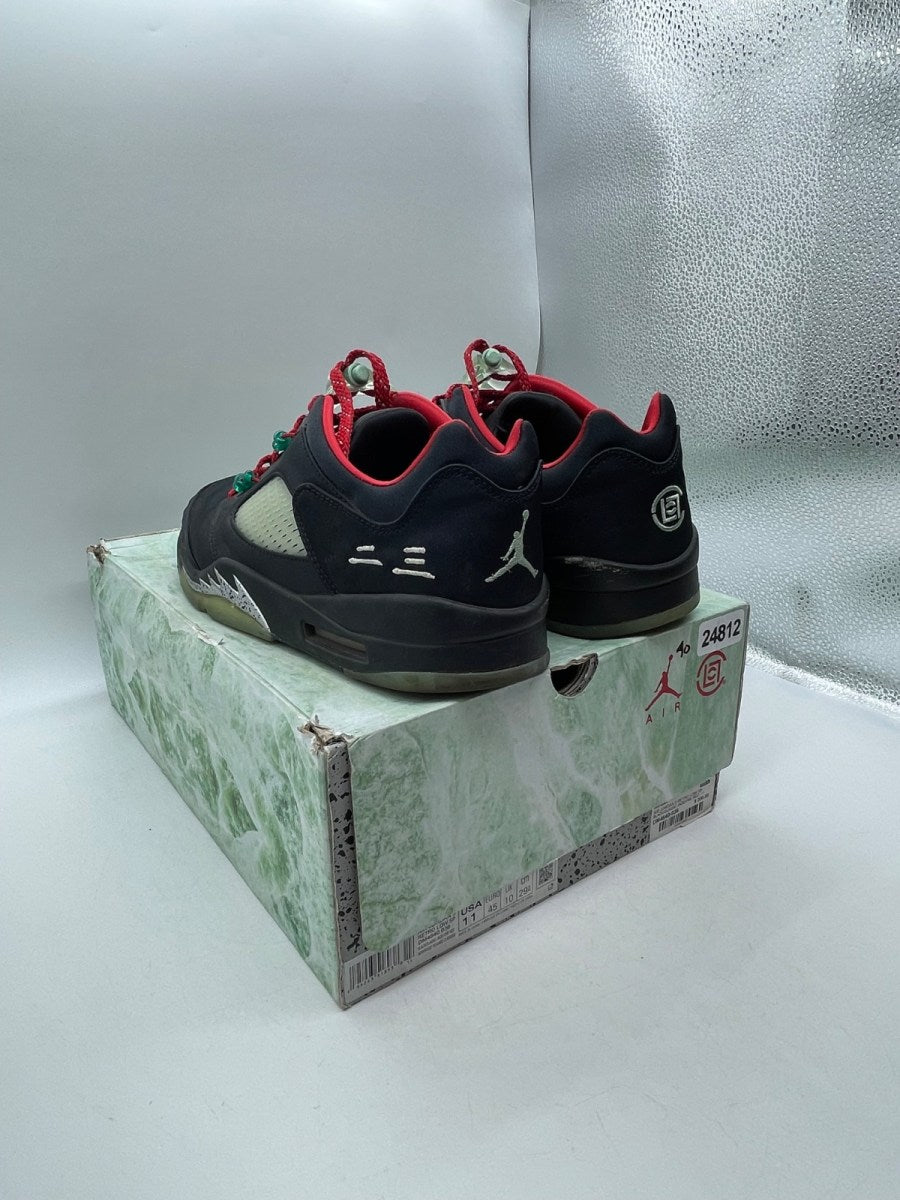 Jordan 5 Retro Low CLOT Jade 11 (Moderately Worn Pre-Owned)JordanBlack/Classic Jade-Fire Red-Metallic Silver - Image 4