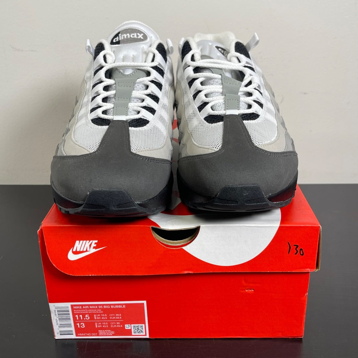 Nike Air Max 95 OG Big Bubble Granite 11.5 (Moderately Worn Pre-Owned)NikeBlack/White/Medium Ash/Dark Pewter/Dust/Granite - Image 2