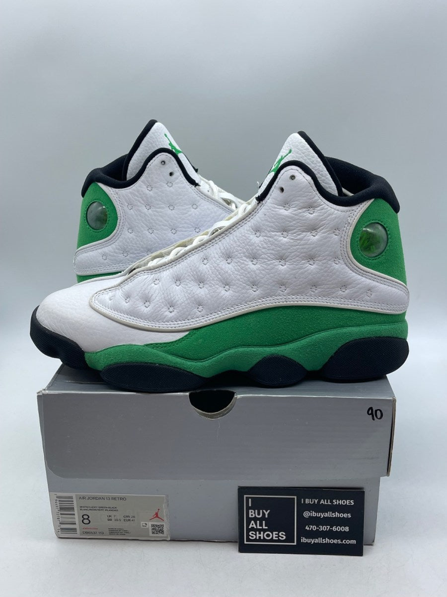 Jordan 13 Retro White Lucky Green 8 (Moderately Worn Pre-Owned) - Image 1
