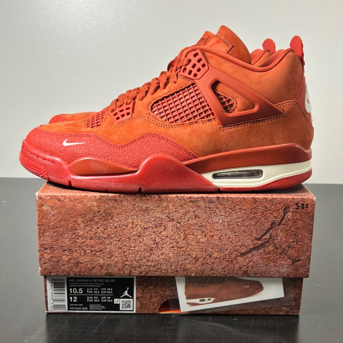 Air Jordan 4 Retro OG SP Nigel Sylvester Brick by Brick 10.5 (Lightly Worn Pre-Owned)JordanFirewood Orange/Sail-Cinnabar - Image 3
