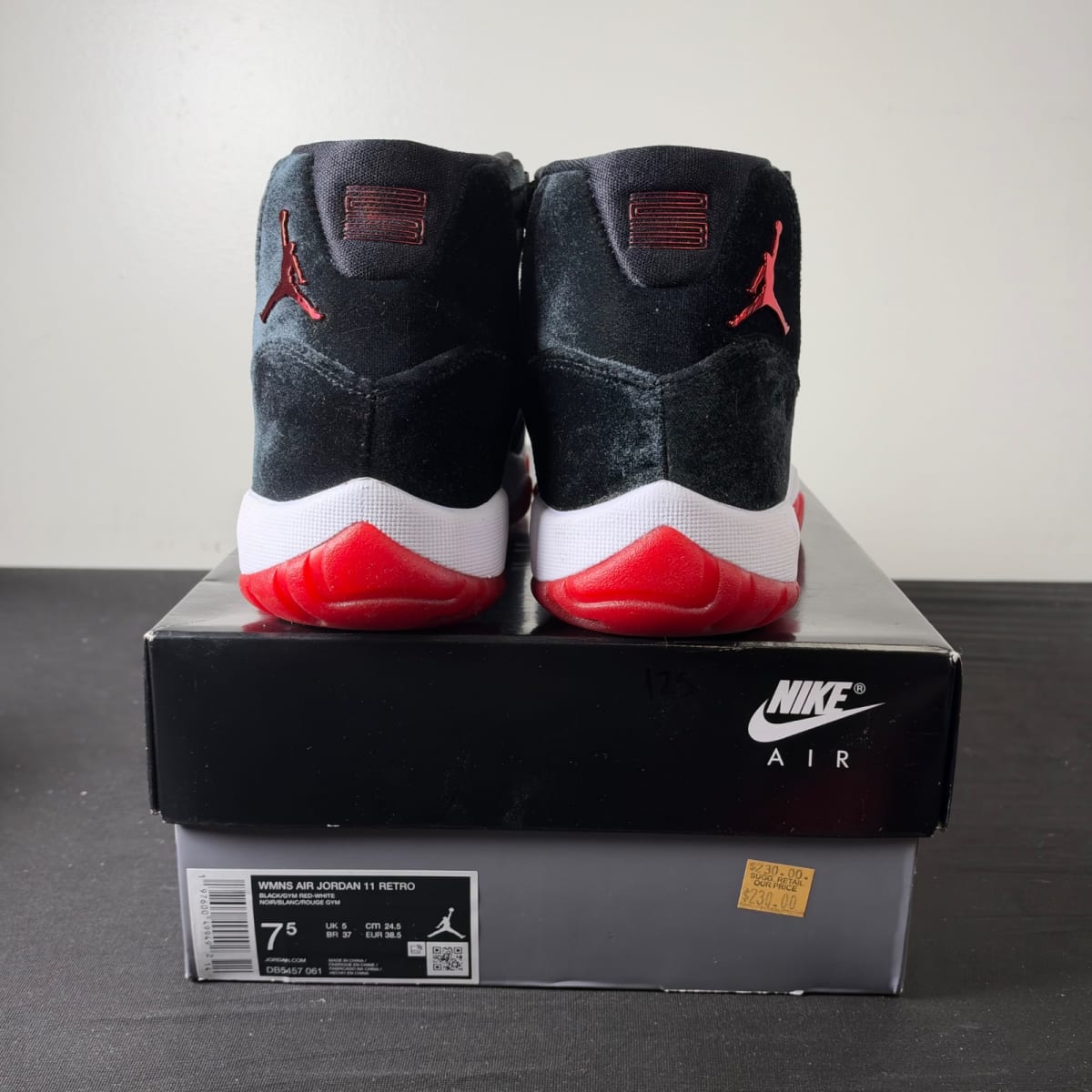Jordan 11 Retro Bred Velvet (Women's) (Size 7.5W) - aux