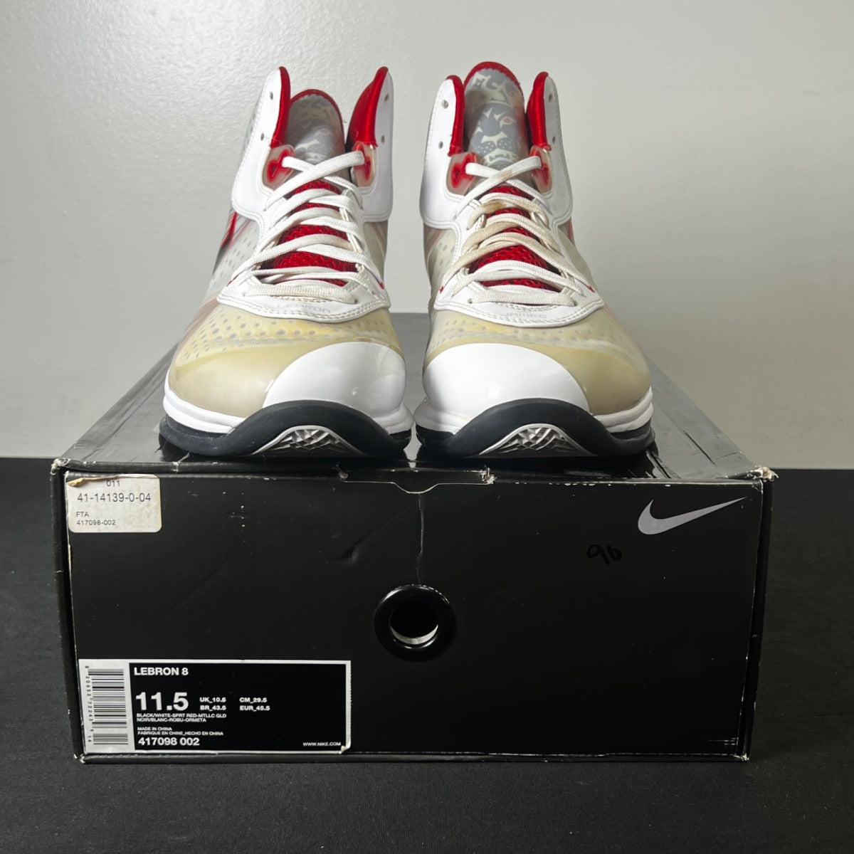 Nike LeBron 8 Black/White/Red 11.5 (Heavily Worn Pre-Owned)NikeBlack/White-Varsity Red - Image 2