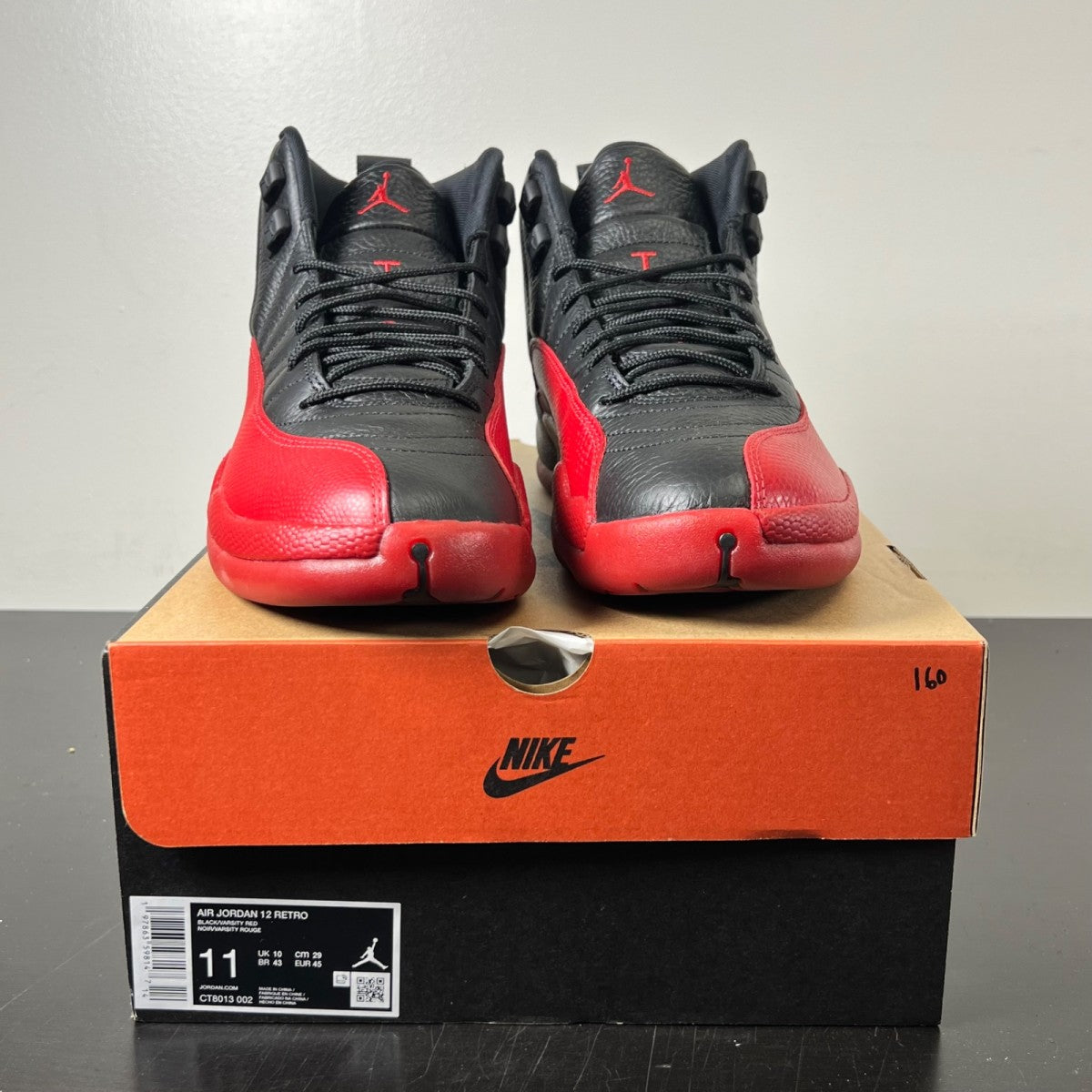 Jordan 12 Retro Flu Game (2025) 11 (Lightly Worn Pre-Owned)JordanBlack/Varsity Red - Image 2