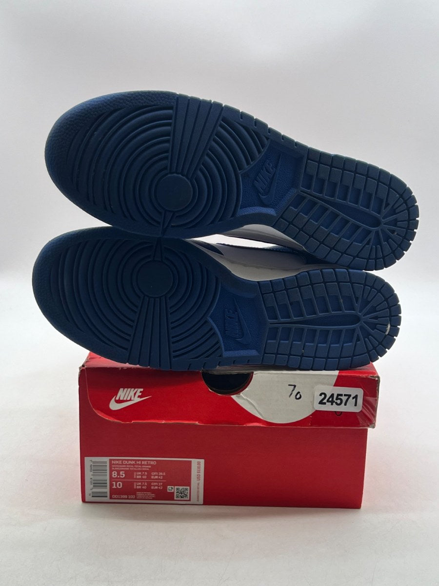 Nike Dunk High Game Royal 8.5 (Lightly Worn Pre-Owned)NikeWhite/Game Royal-Total Orange - Image 8