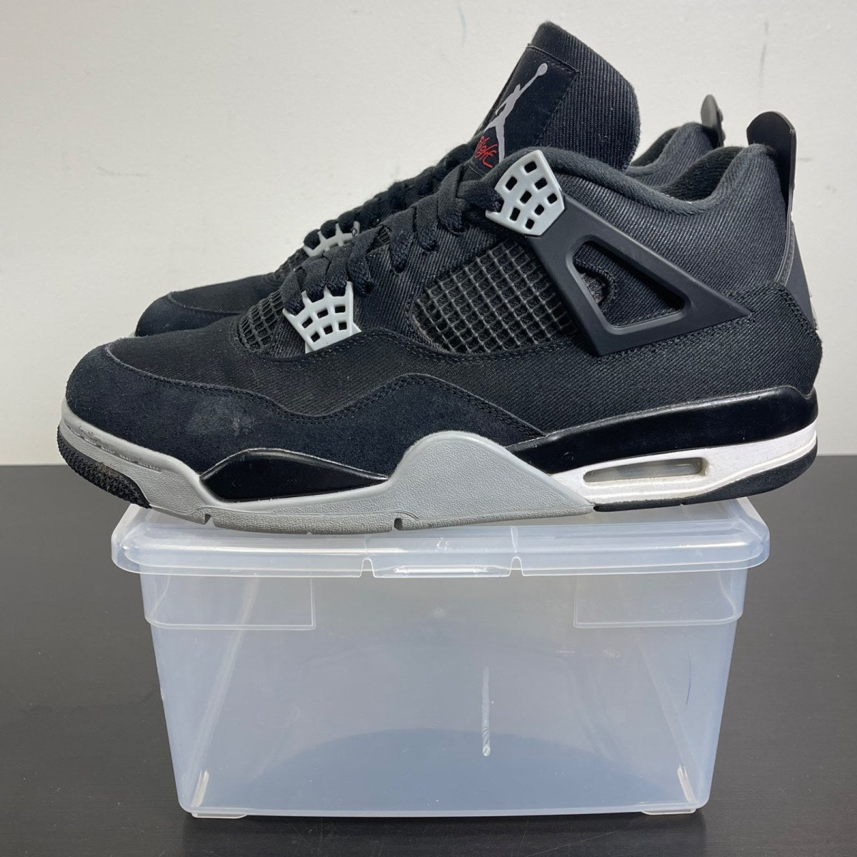Jordan 4 Retro SE Black Canvas 11.5 (Moderately Worn Pre-Owned)JordanBlack/Light Steel Grey/White/Fire Red - Image 3
