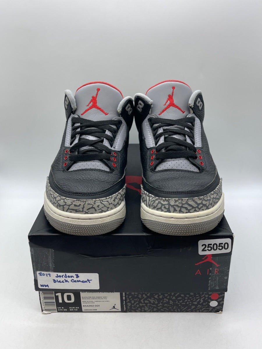 Jordan 3 Retro Black Cement (2018) 10 (Moderately Worn Pre-Owned)JordanBlack/Fire Red-Cement Grey-White - Image 2