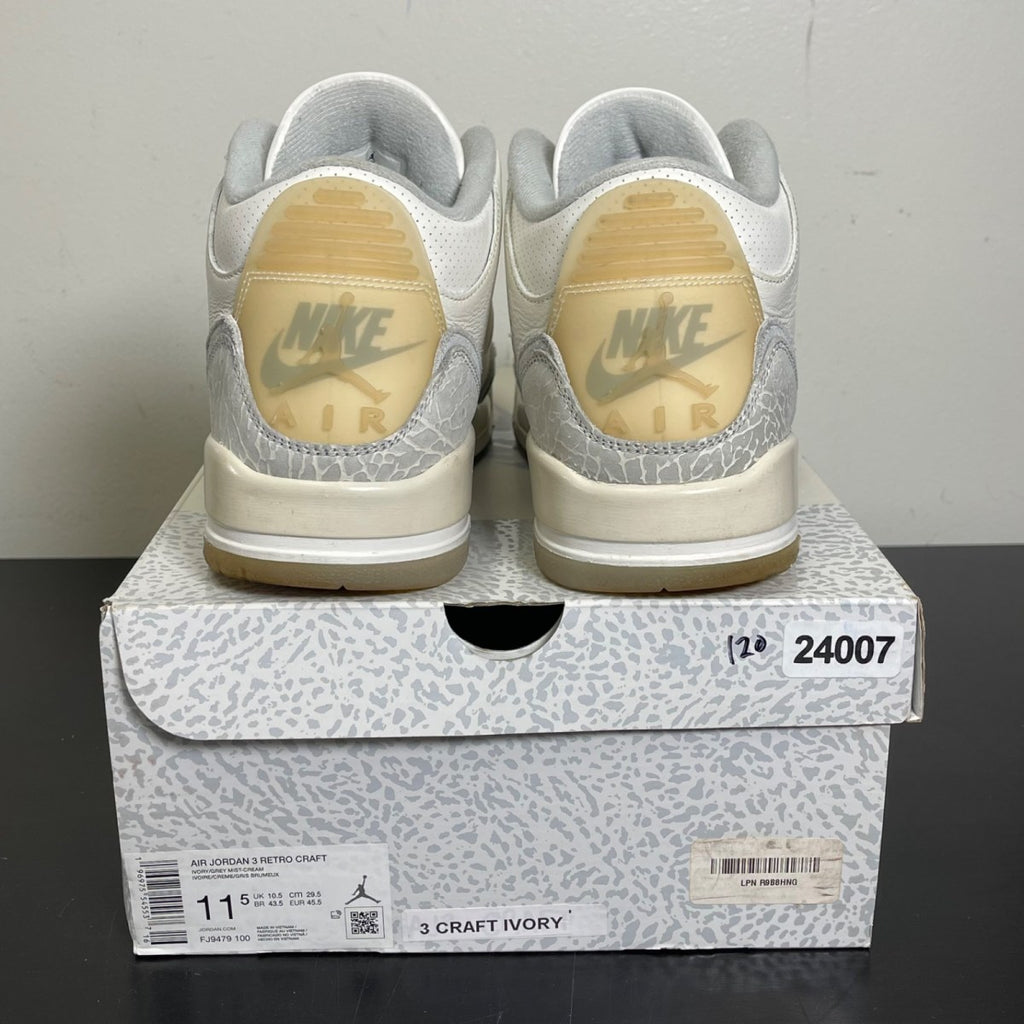 Jordan 3 Retro Craft Ivory 11.5 (Moderately Worn Pre-Owned)JordanIvory/Grey Mist/Cream - Image 4