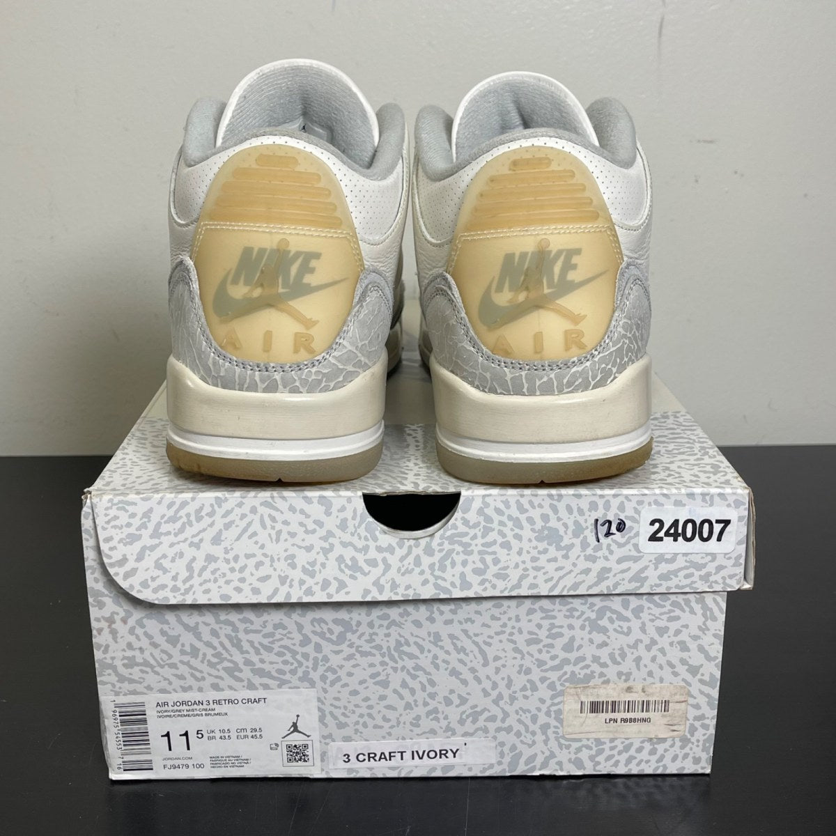 Jordan 3 Retro Craft Ivory 11.5 (Moderately Worn Pre-Owned)JordanIvory/Grey Mist/Cream - Image 4