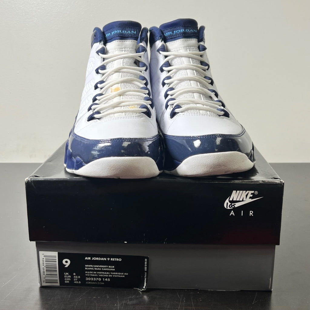 Jordan 9 Retro Pearl Blue 9 (Moderately Worn Pre-Owned)JordanWhite/University Blue-Midnight Navy - Image 2
