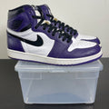 Jordan 1 Retro High Court Purple White 10.5 (Moderately Worn Pre-Owned)JordanCourt Purple/White-Black - Image 1