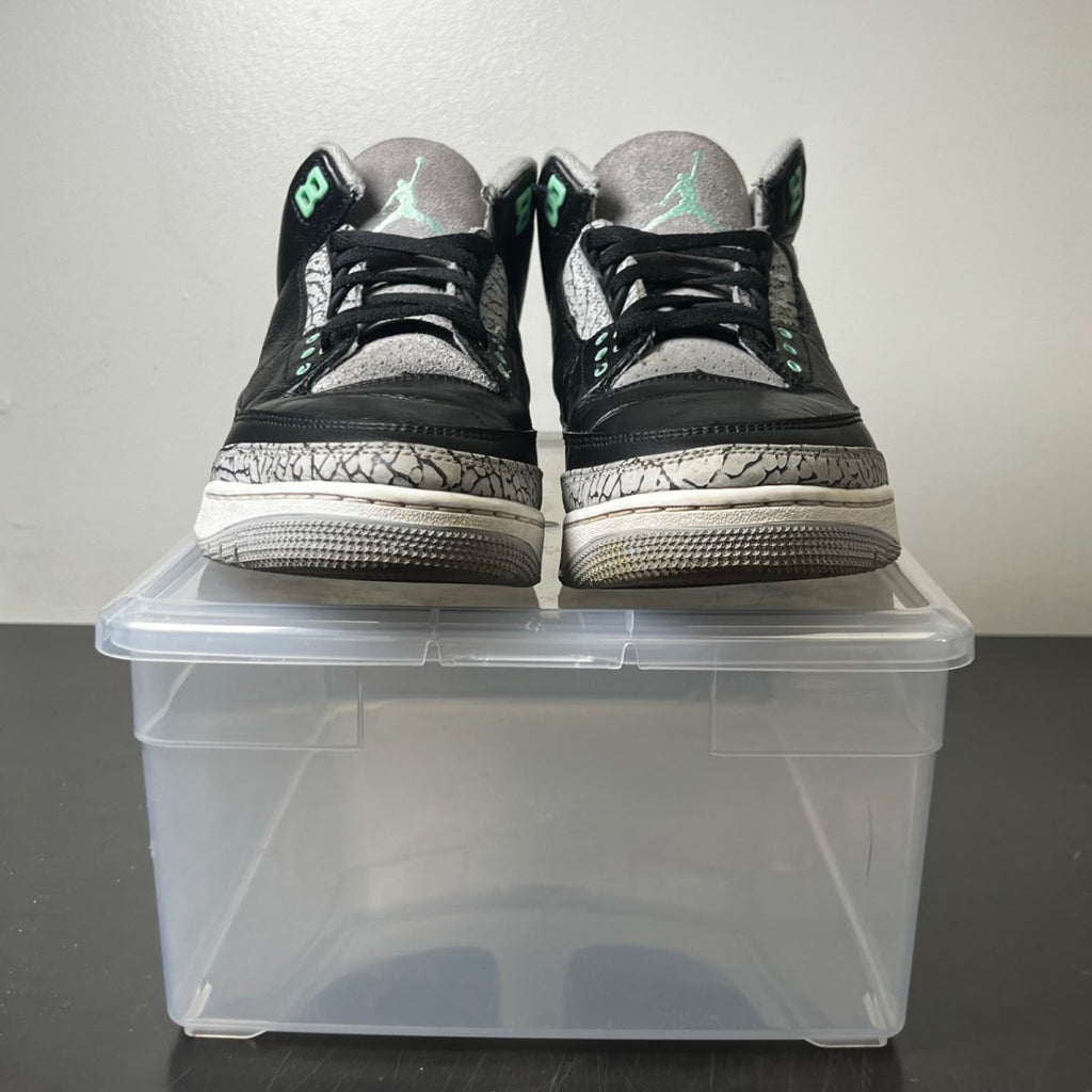 Jordan 3 Retro Green Glow 10 (Heavily Worn Pre-Owned)JordanBlack/Green Glow/Wolf Grey/White - Image 2
