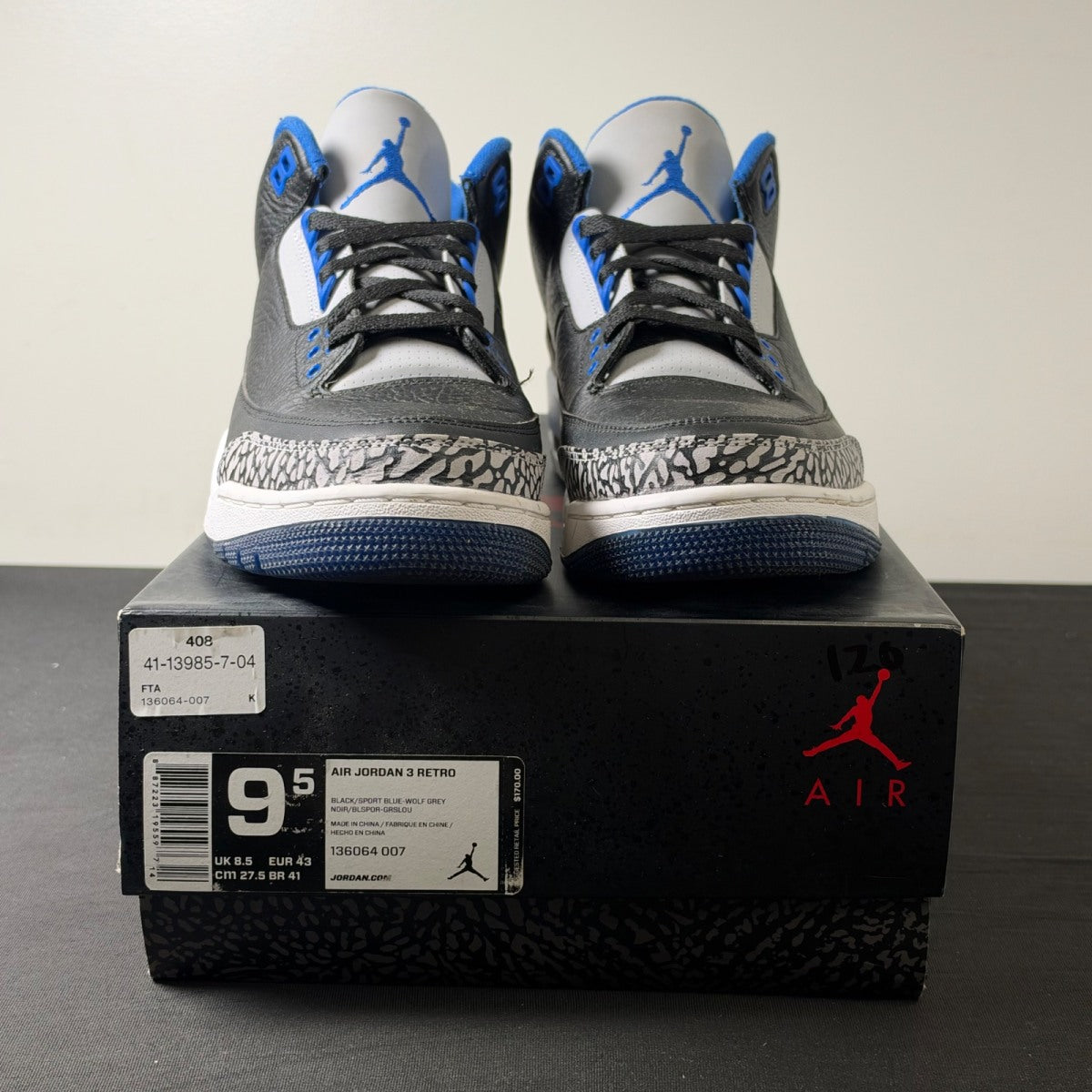 Jordan 3 Retro Sport Blue (Size 9.5) - Image 2