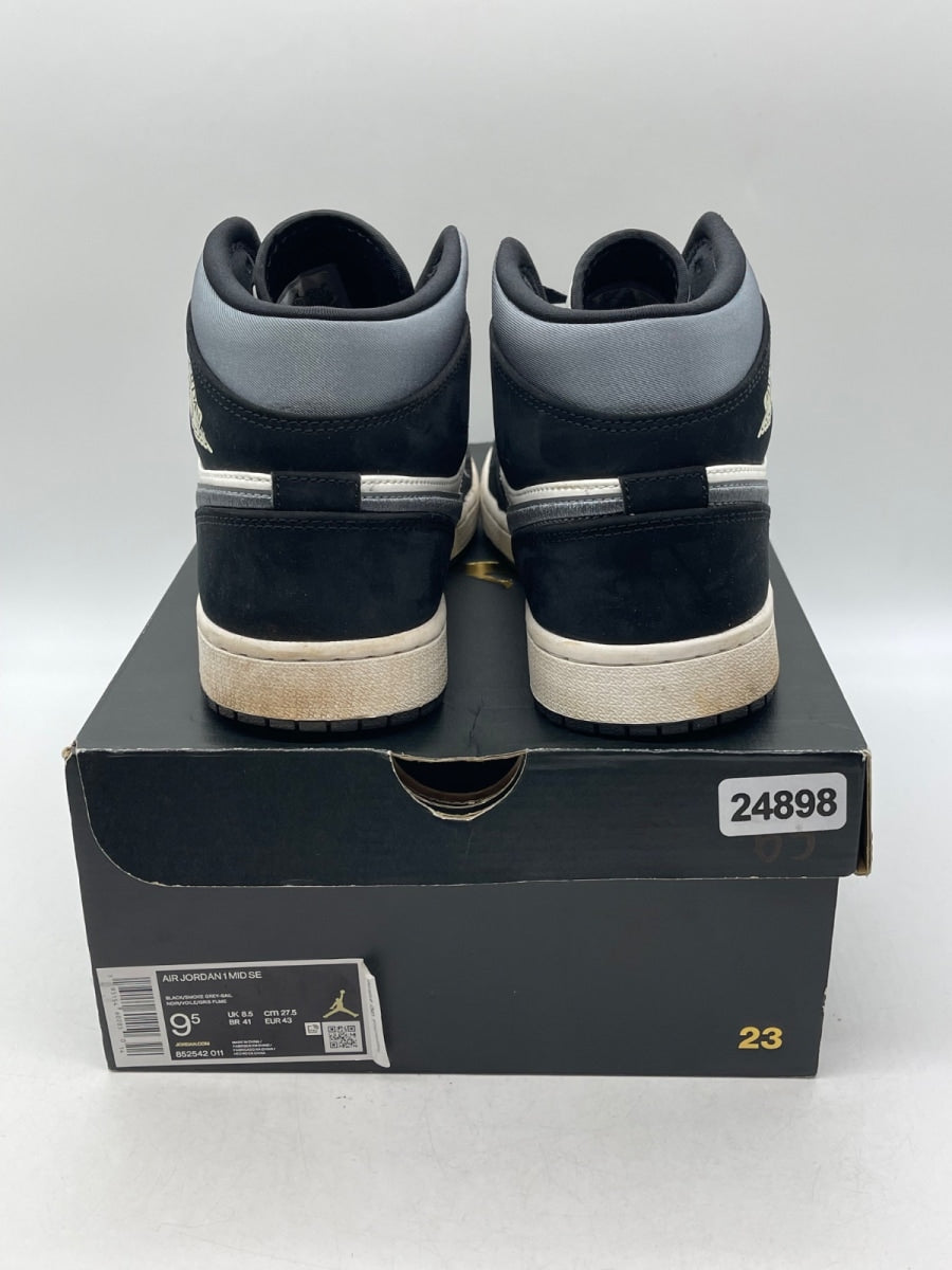 Jordan 1 Mid Satin Grey Toe 9.5 (Moderately Worn Pre-Owned)JordanBlack/Smoke Grey-Sail - Image 3