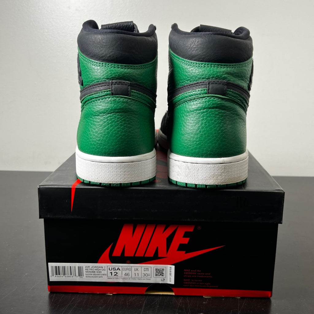 Jordan 1 Retro High Pine Green Black 12 (Moderately Worn Pre-Owned)JordanBlack/Pine Green-White-Gym Red - Image 5