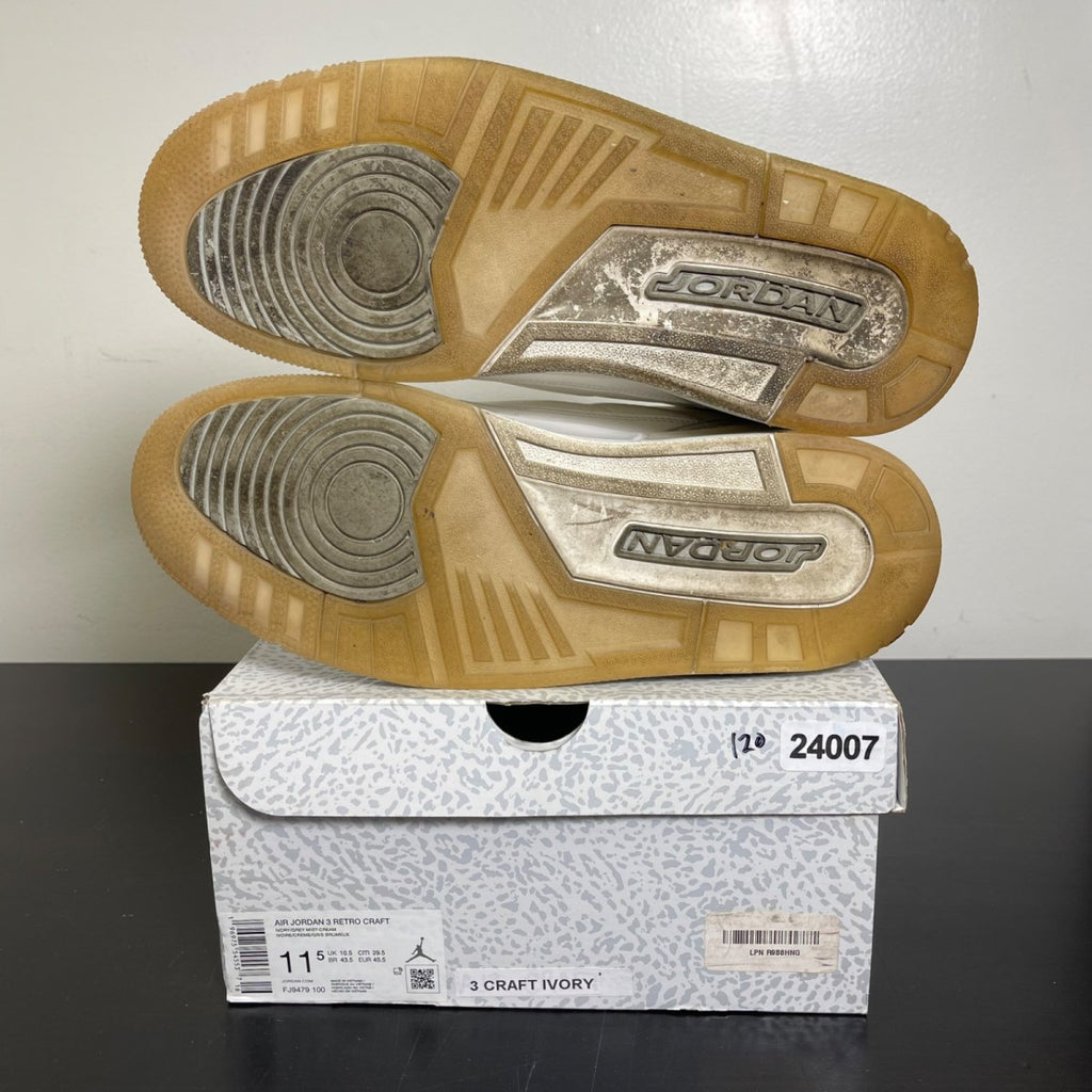 Jordan 3 Retro Craft Ivory 11.5 (Moderately Worn Pre-Owned)JordanIvory/Grey Mist/Cream - Image 5