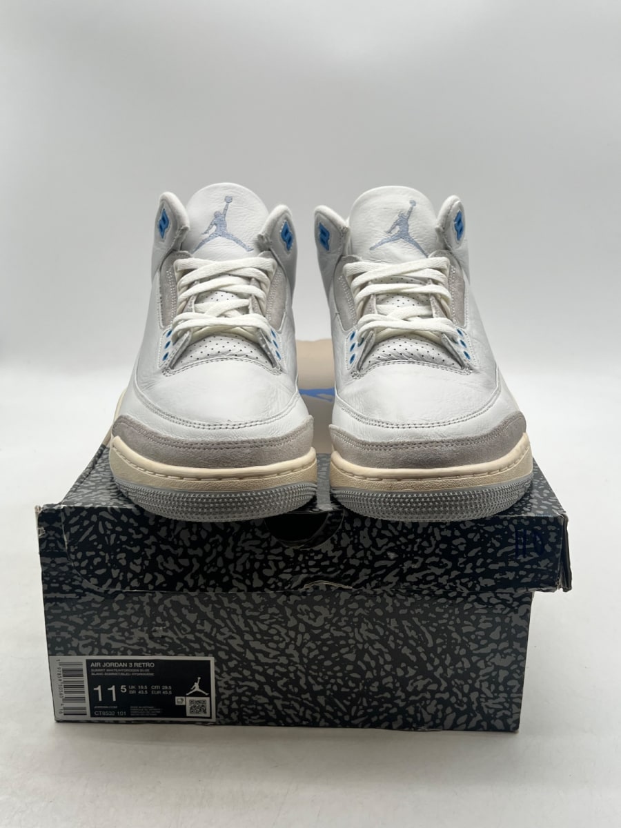Jordan 3 Retro Lucky Shorts 11.5 (Moderately Worn Pre-Owned)JordanSummit White/Hydrogen Blue-Legend Blue-Photon Dust-Pure Platinum-Sail - Image 2