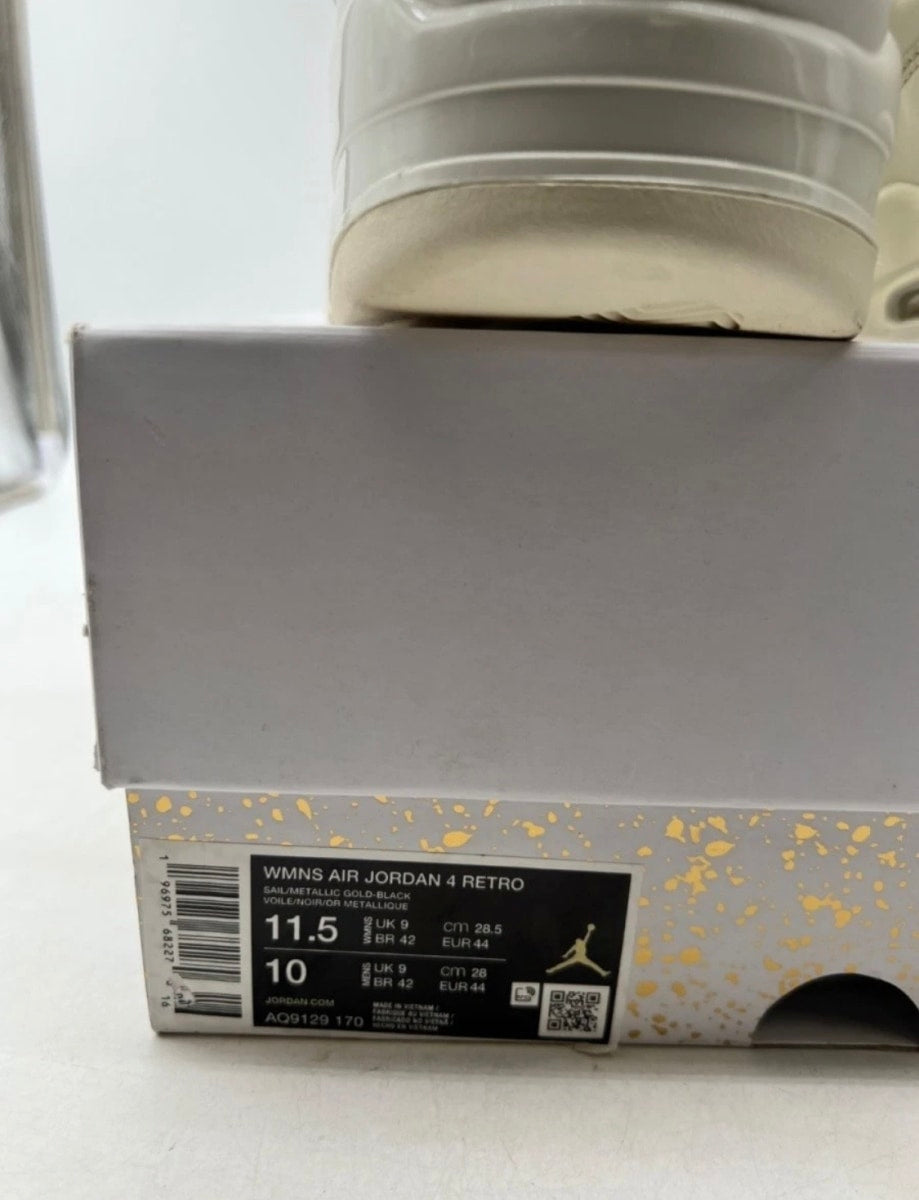 Jordan 4 Retro Metallic Gold (Women's) 11.5W (Lightly Worn Pre-Owned)JordanSail/Metallic Gold/Black - Image 6