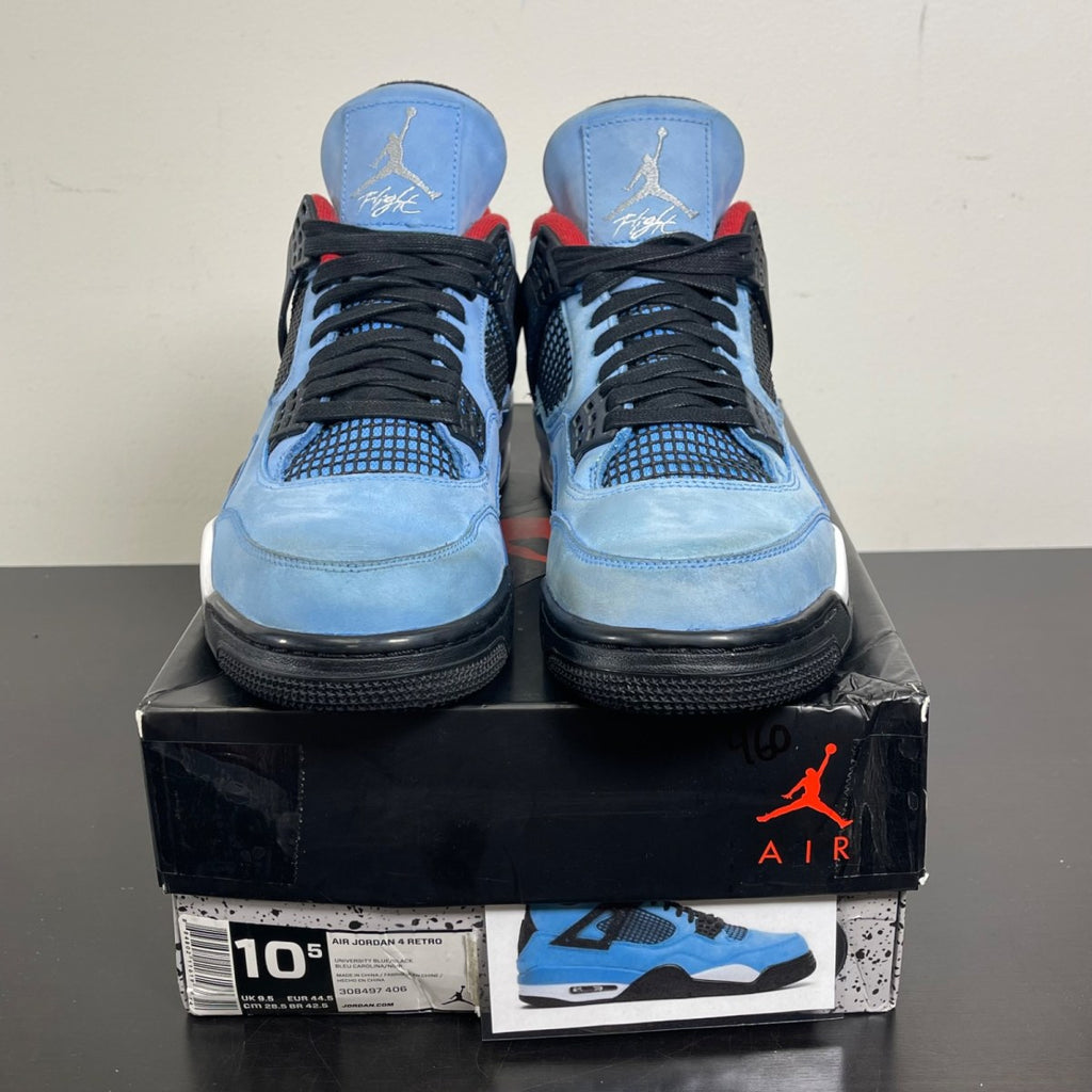 Jordan 4 Retro Travis Scott Cactus Jack 10.5 (Moderately Worn Pre-Owned)JordanUniversity Blue/Black-Varsity Red - Image 2