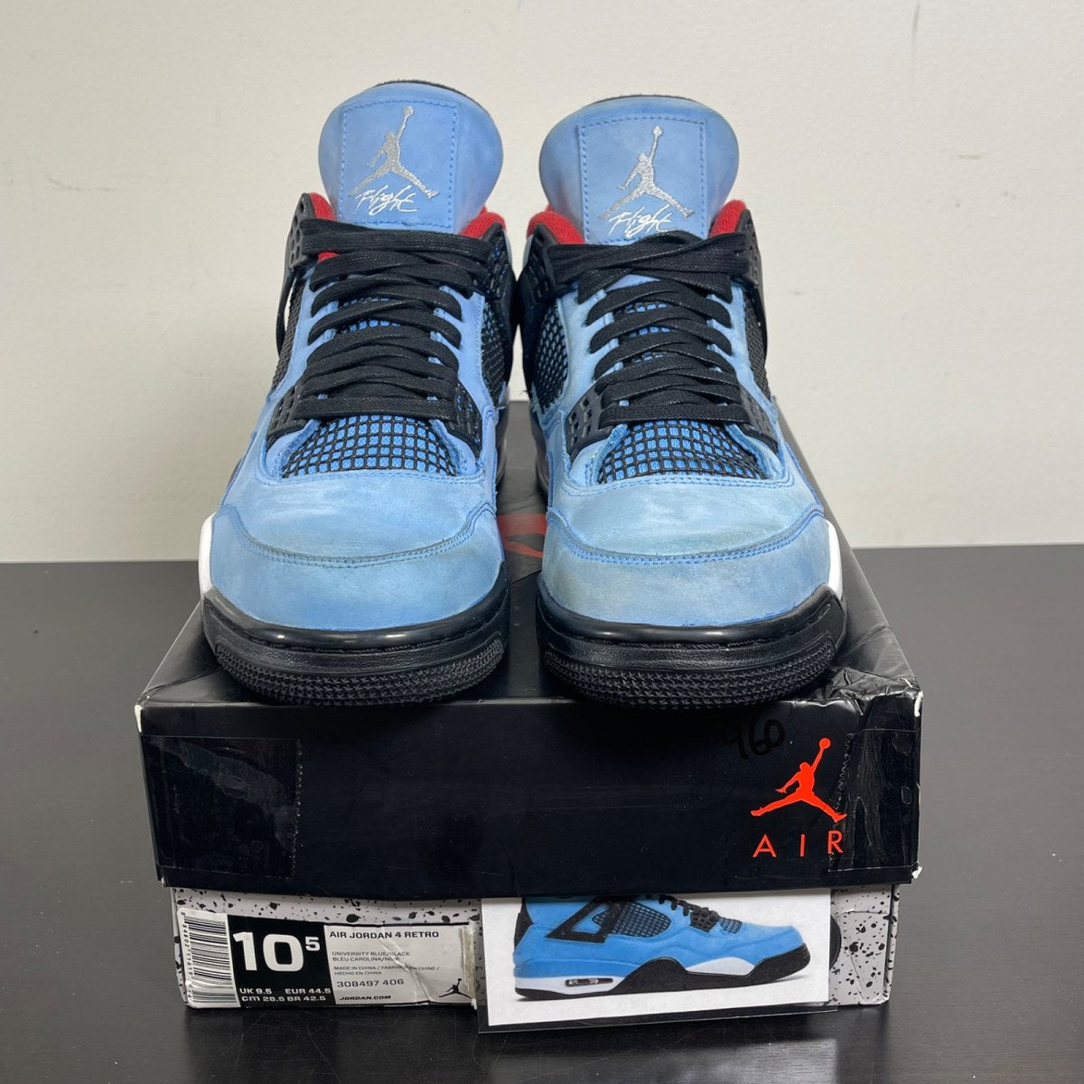 Jordan 4 Retro Travis Scott Cactus Jack 10.5 (Moderately Worn Pre-Owned)JordanUniversity Blue/Black-Varsity Red - Image 2