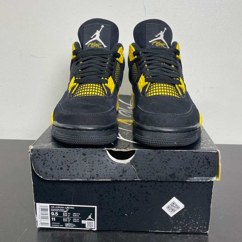 Jordan 4 Retro Thunder (2023) 9.5 (Moderately Worn Pre-Owned)JordanBlack/Tour Yellow - Image 2