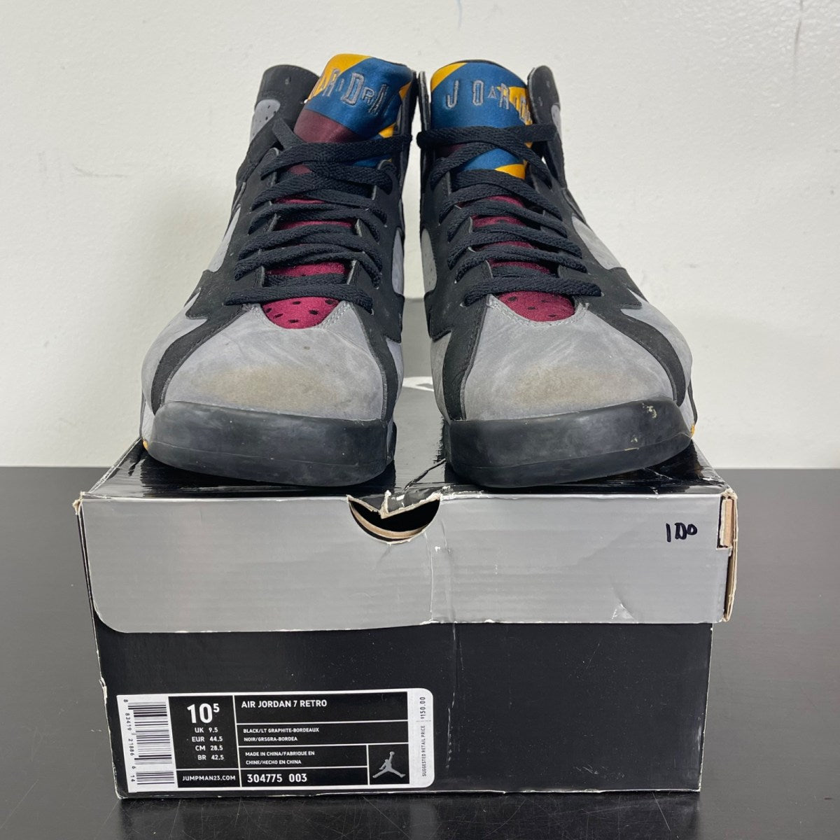 Jordan 7 Retro Bordeaux (2011) 10.5 (Moderately Worn Pre-Owned)JordanBlack/Light Graphite-Bordeaux - Image 2