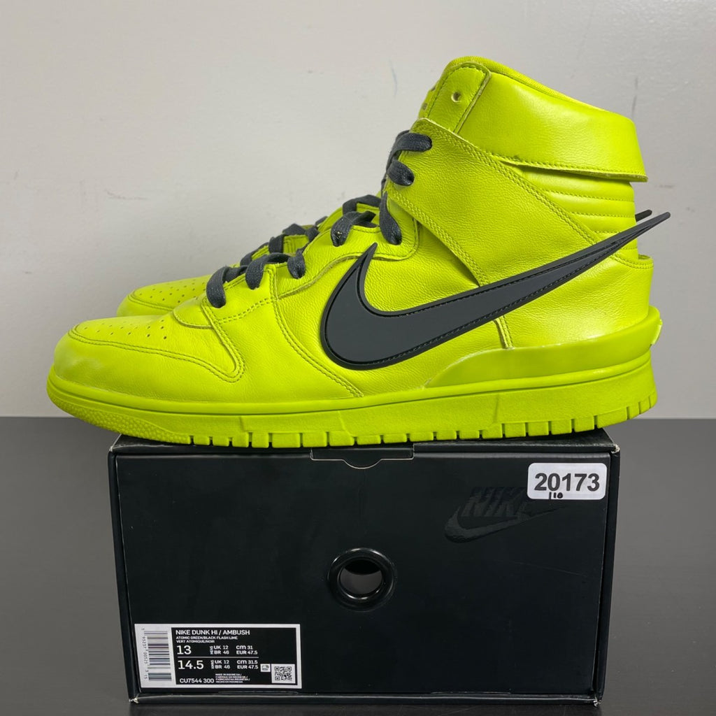 Nike Dunk High AMBUSH Flash Lime 13 (Moderately Worn Pre-Owned)NikeAtomic Green/Flash Lime-Black - Image 3