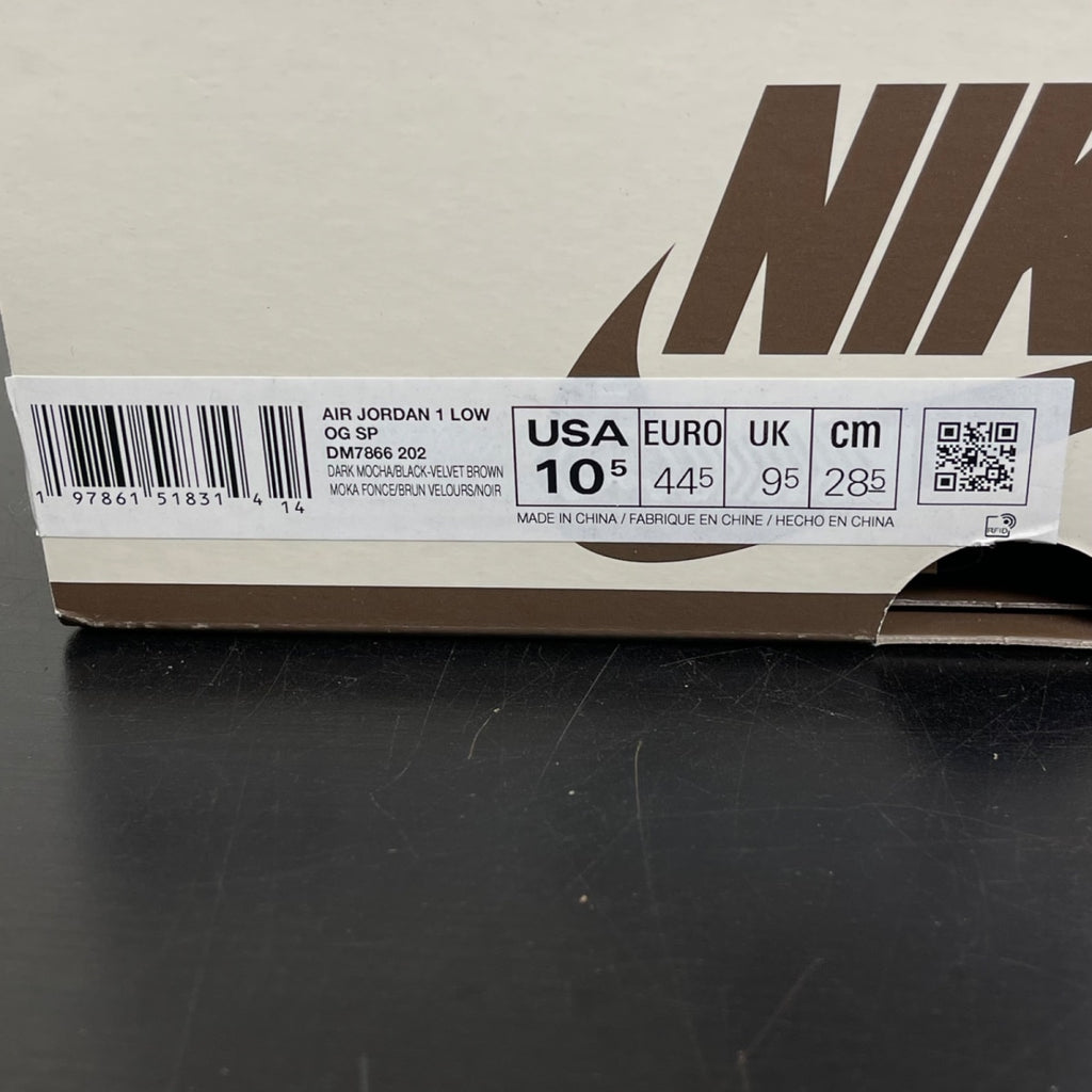 Jordan 1 Retro Low OG SP Travis Scott Velvet Brown 10.5 (Moderately Worn Pre-Owned)JordanDark Mocha/Black/Velvet Brown - Image 7
