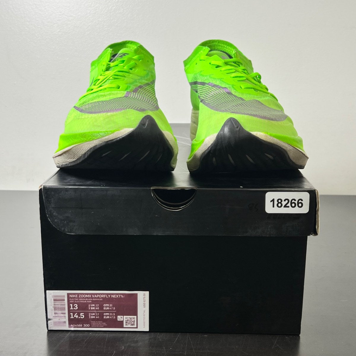 Nike ZoomX Vaporfly Next% Volt 13 (Moderately Worn Pre-Owned)NikeElectric Green/Black-Guava Ice - Image 2