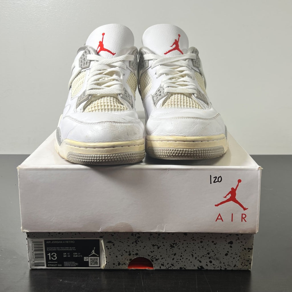 Jordan 4 Retro White Oreo (2021) 13 (Heavily Worn Pre-Owned)JordanWhite/Tech Grey-Black-Fire Red - Image 2