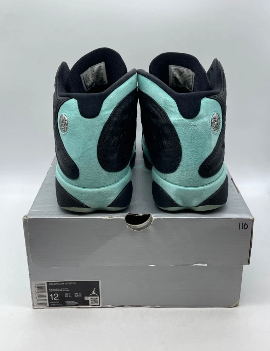Jordan 13 Retro Black Island Green 12 (Lightly Worn Pre-Owned)JordanBlack/Metallic Silver-Island Green - Image 3
