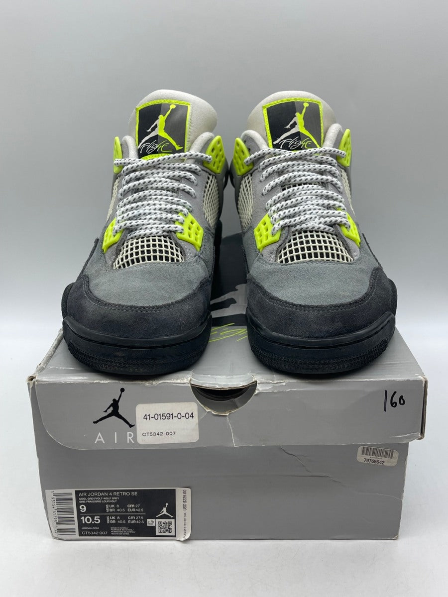 Jordan 4 Retro SE 95 Neon 9 (Moderately Worn Pre-Owned)JordanCool Grey/Volt-Wolf Grey-Anthracite - Image 2
