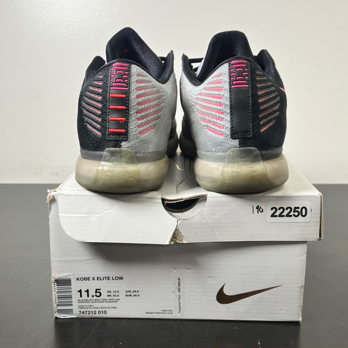 Nike Kobe 10 Elite Mambacurial 11.5 (Moderately Worn Pre-Owned)NikeBlack/Black-Wolf Grey-Pink Flash - Image 4