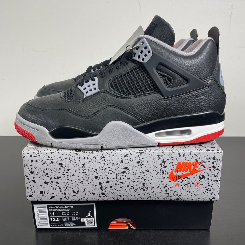 Jordan 4 Retro Bred Reimagined 11 (Moderately Worn Pre-Owned)JordanBlack/Cement Grey/Varsity Red/Summit White - Image 3