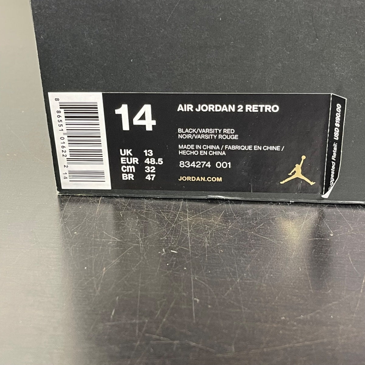 Jordan 2 Retro Alternate 87 14 (Moderately Worn Pre-Owned)JordanBlack/Gym Red-Black - Image 7