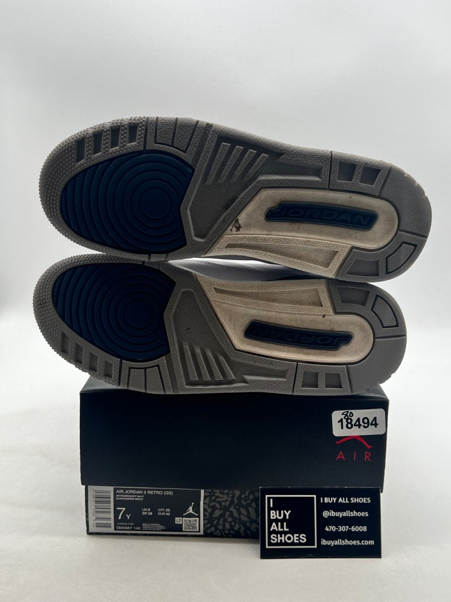 Jordan 3 Retro Midnight Navy (GS) 7Y (Moderately Worn Pre-Owned) - Image 8