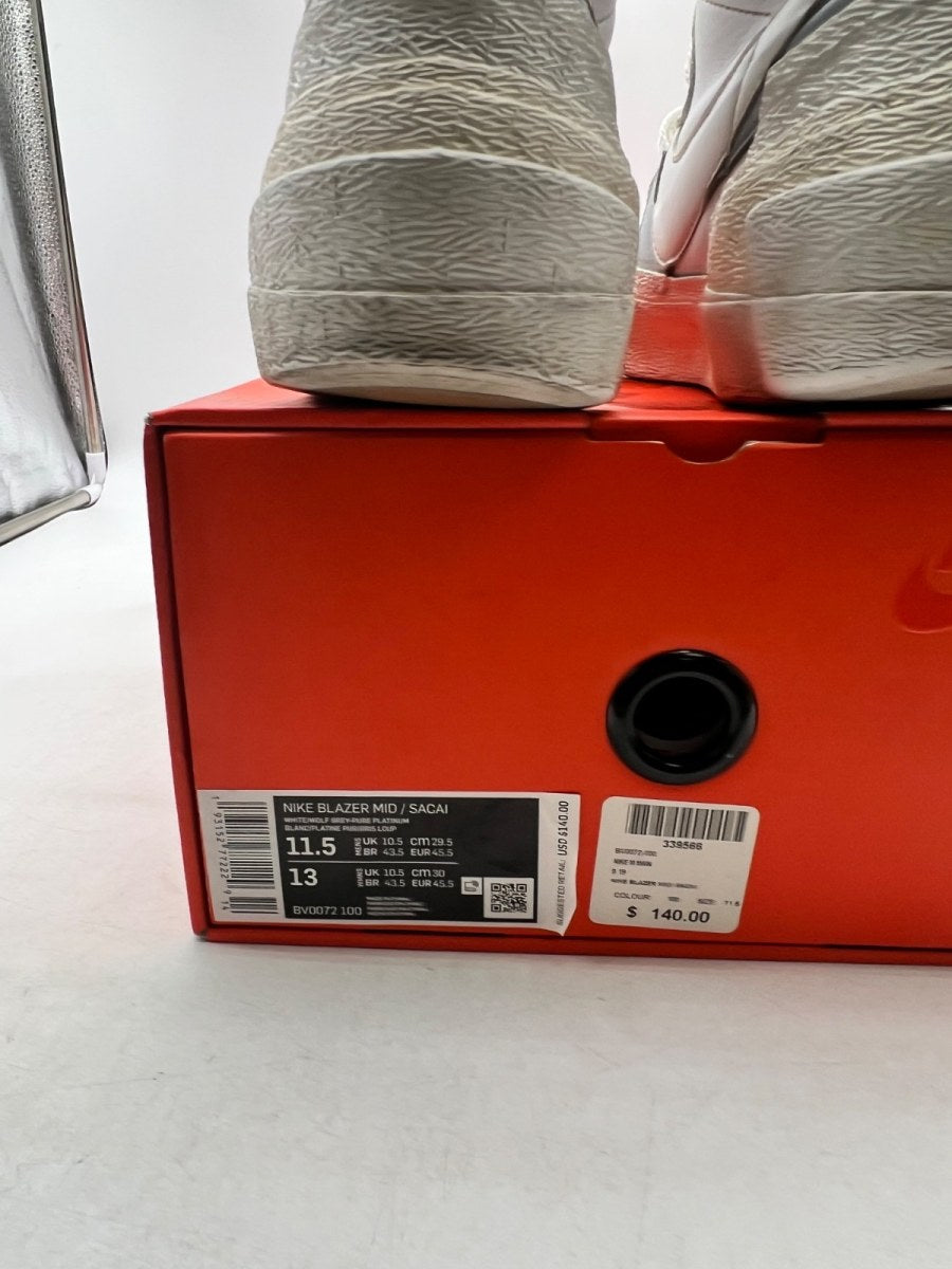 Nike Blazer Mid sacai White Grey 11.5 (Heavily Worn Pre-Owned) - Image 3