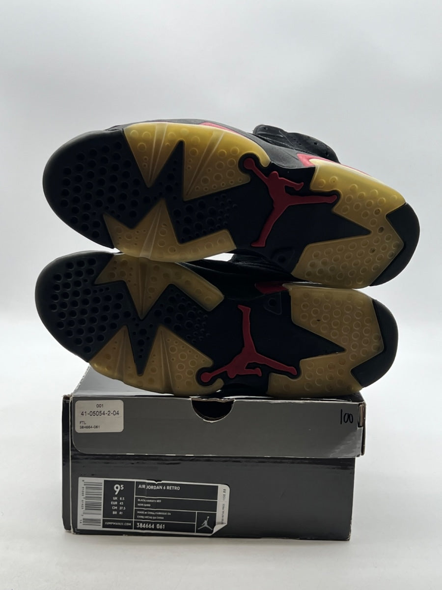 Jordan 6 Retro Black Varsity Red (2010) 9.5 (Moderately Worn Pre-Owned)JordanBlack/Varsity Red - Image 8