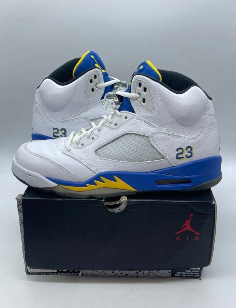 Jordan 5 Retro Laney (2013) 10 (Heavily Worn Pre-Owned)JordanWhite/Varsity Maize-Varsity Royal-Black - Image 1