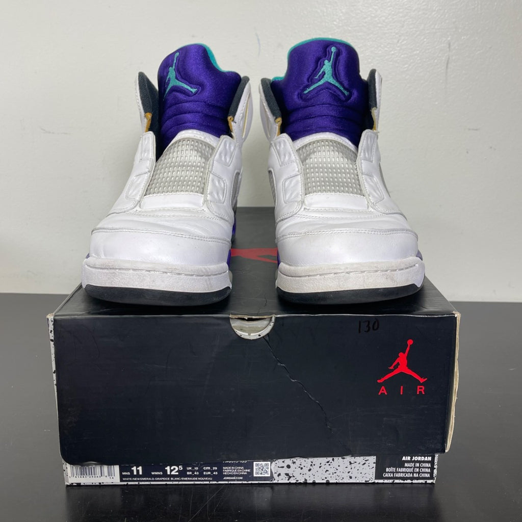 Jordan 5 Retro Grape Fresh Prince 11 (Moderately Worn Pre-Owned)JordanWhite/New Emerald-Grape Ice-Black - Image 2