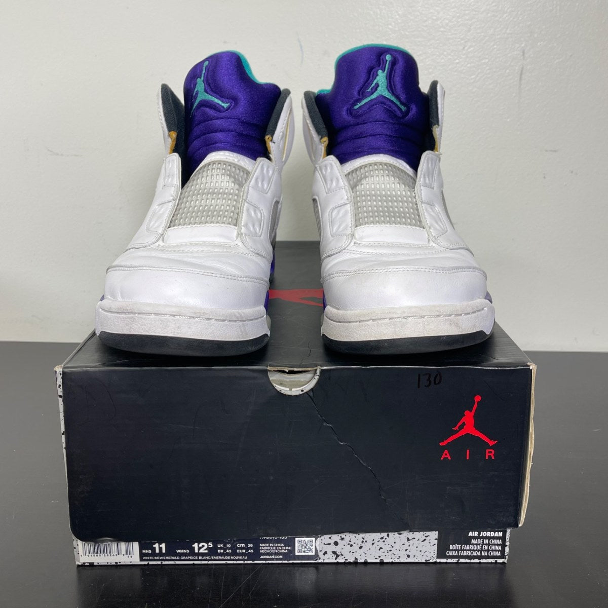 Jordan 5 Retro Grape Fresh Prince 11 (Moderately Worn Pre-Owned)JordanWhite/New Emerald-Grape Ice-Black - Image 2