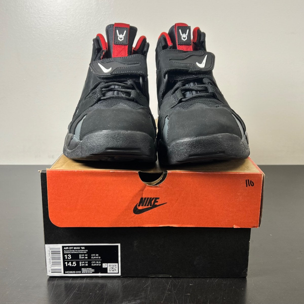Nike Air DT Max '96 Falcons 13 (Lightly Worn Pre-Owned)NikeBlack/White/Team Anthracite/Metallic Silver/Fire Red - Image 2
