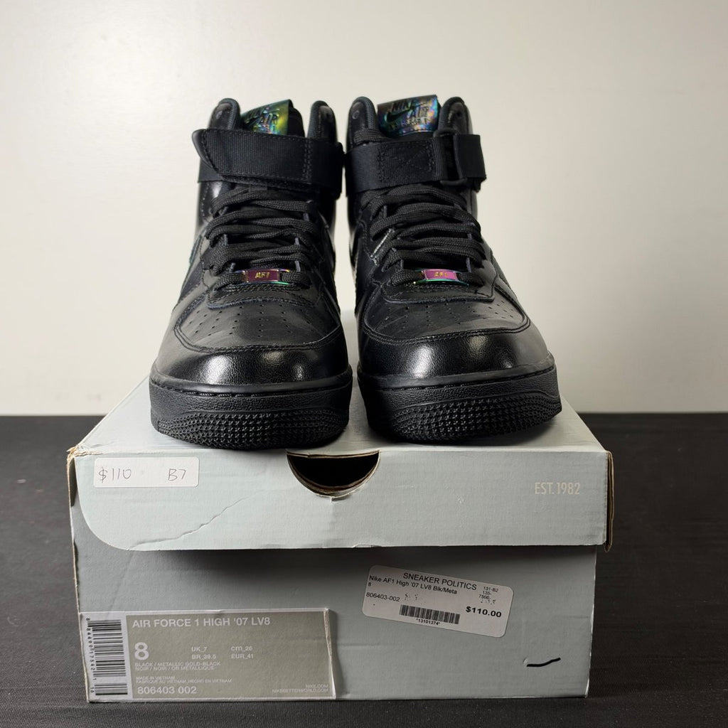 Nike Air Force 1 High Black Iridescent (Size 8) - aux