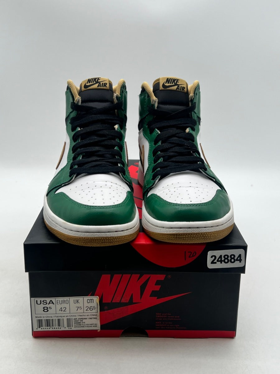 Jordan 1 OG Celtics 8.5 (Lightly Worn Pre-Owned)JordanClover/Metallic Gold/White/Black - Image 2