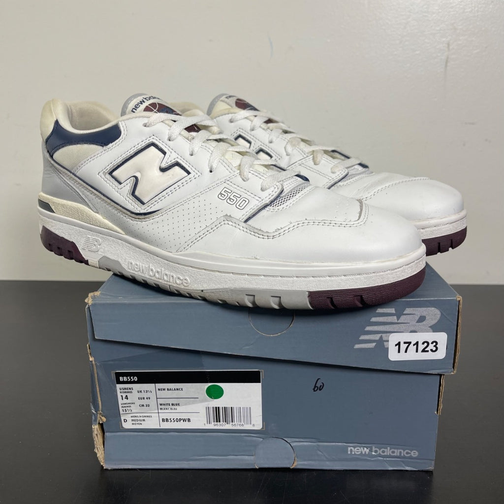 New Balance 550 White Natural Indigo Burgundy 14 (Moderately Worn Pre-Owned)New Balance - Image 1