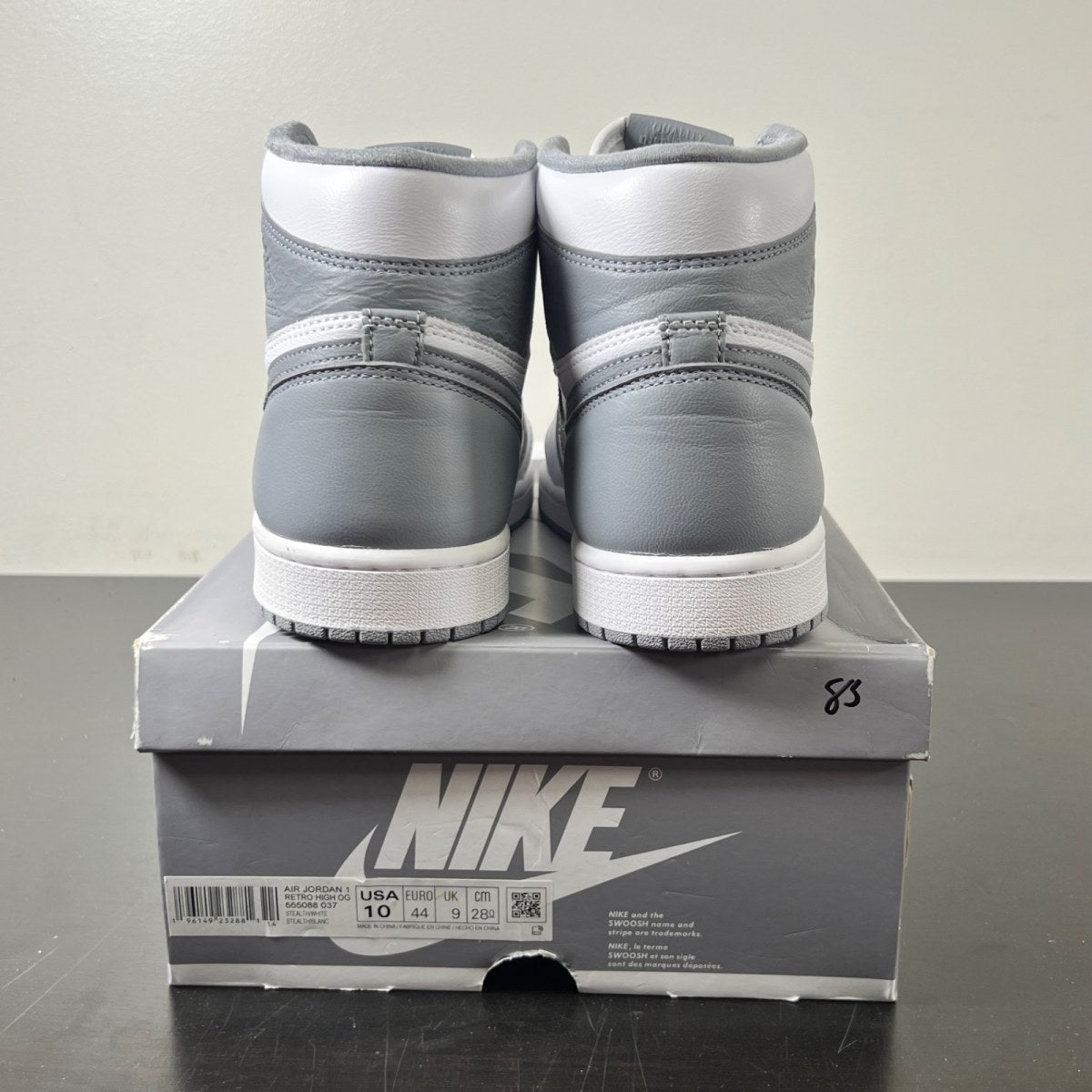 Jordan 1 Retro High OG Stealth 10 (Lightly Worn Pre-Owned)JordanStealth/White - Image 4
