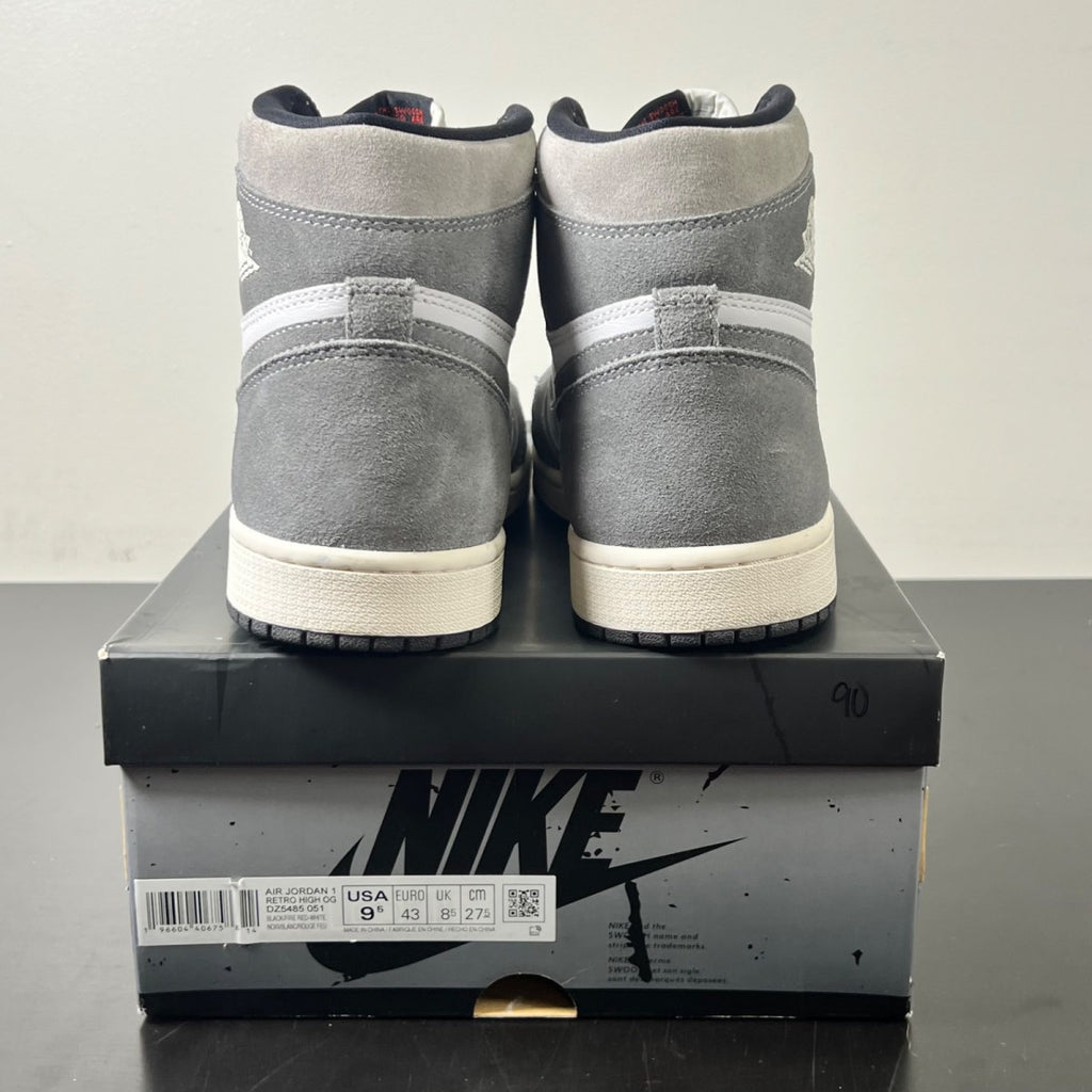 Jordan 1 Retro High OG Washed Black 9.5 (Lightly Worn Pre-Owned)JordanBlack/Fire Red/Light Smoke Grey/Sail - Image 6