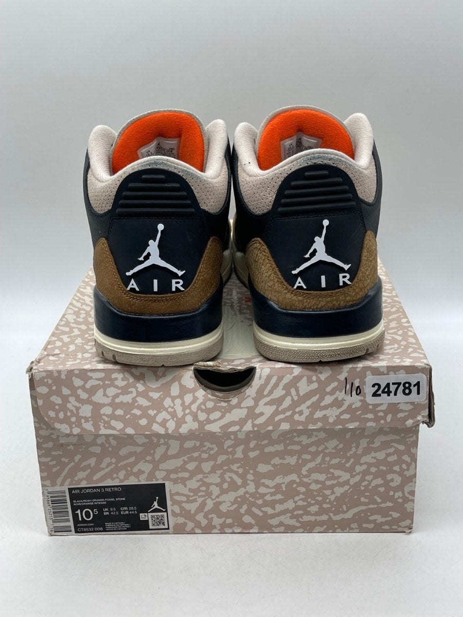 Jordan 3 Retro Desert Elephant 10.5 (Moderately Worn Pre-Owned)JordanBlack/Rush Orange/Fossil Stone/Sail - Image 3