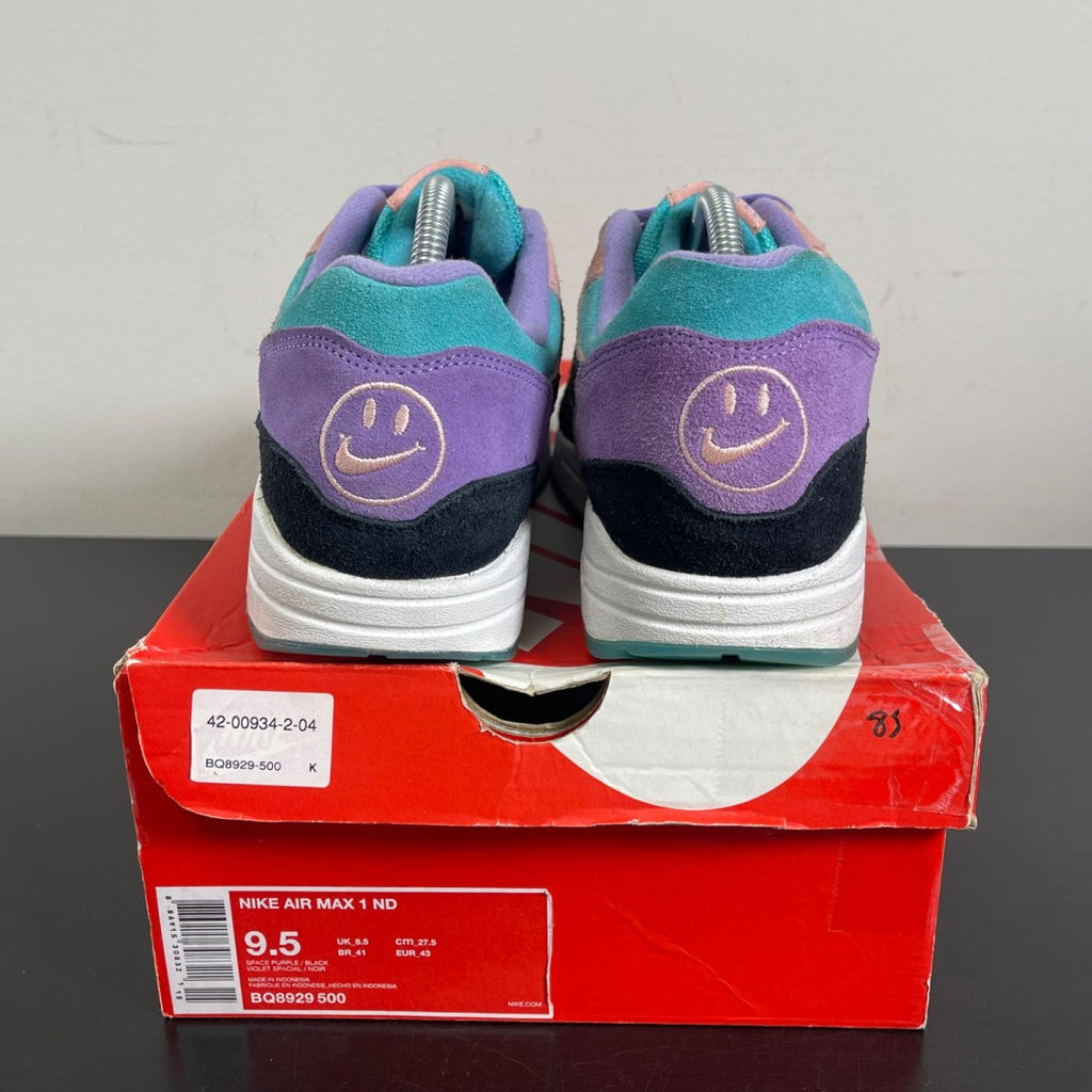 Nike Air Max 1 Have a Nike Day 9.5 (Moderately Worn Pre-Owned)NikeSpace Purple/Black-Bleached Coral - Image 4