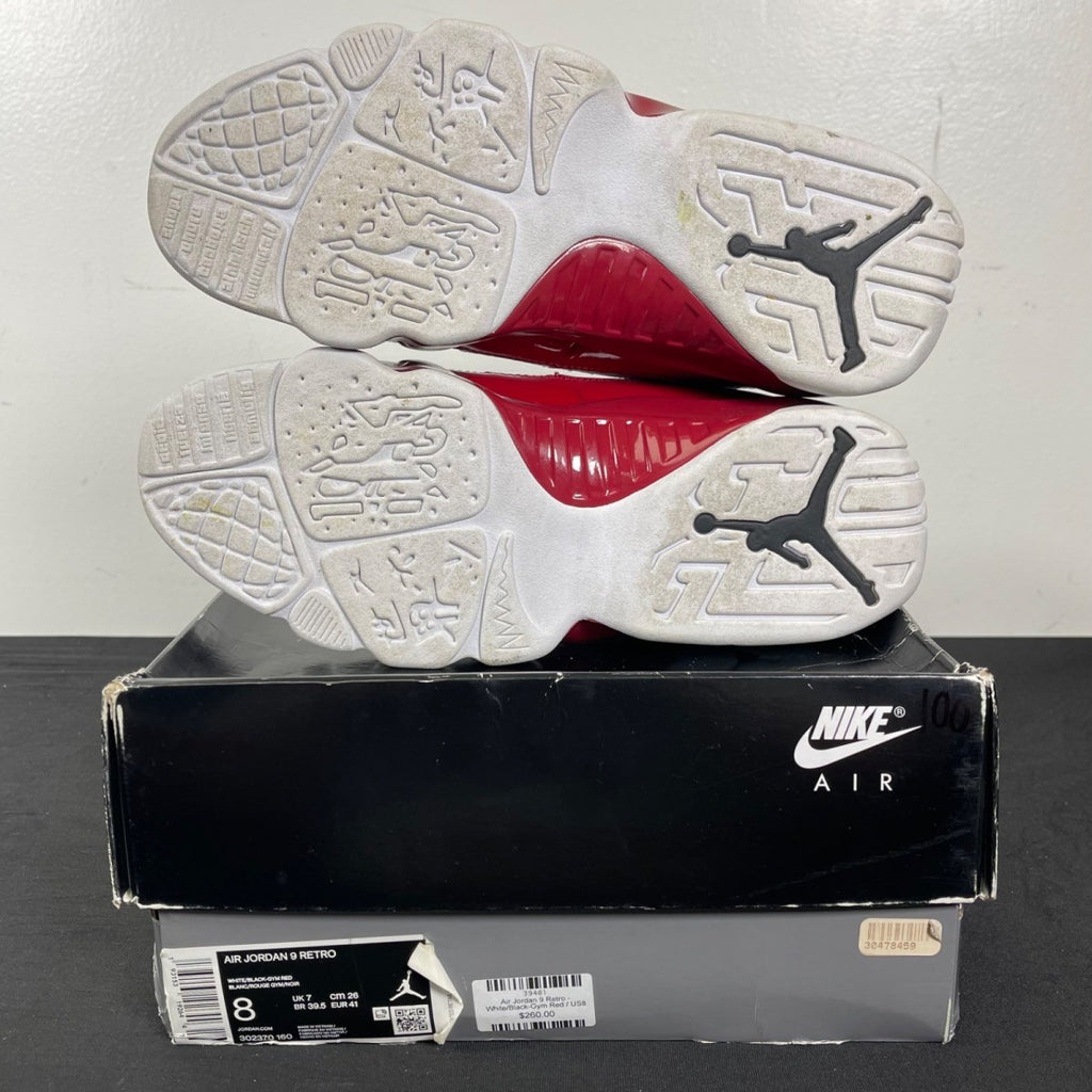 Jordan 9 Retro White Gym Red (Size 8) Moderately Worn - Image 5