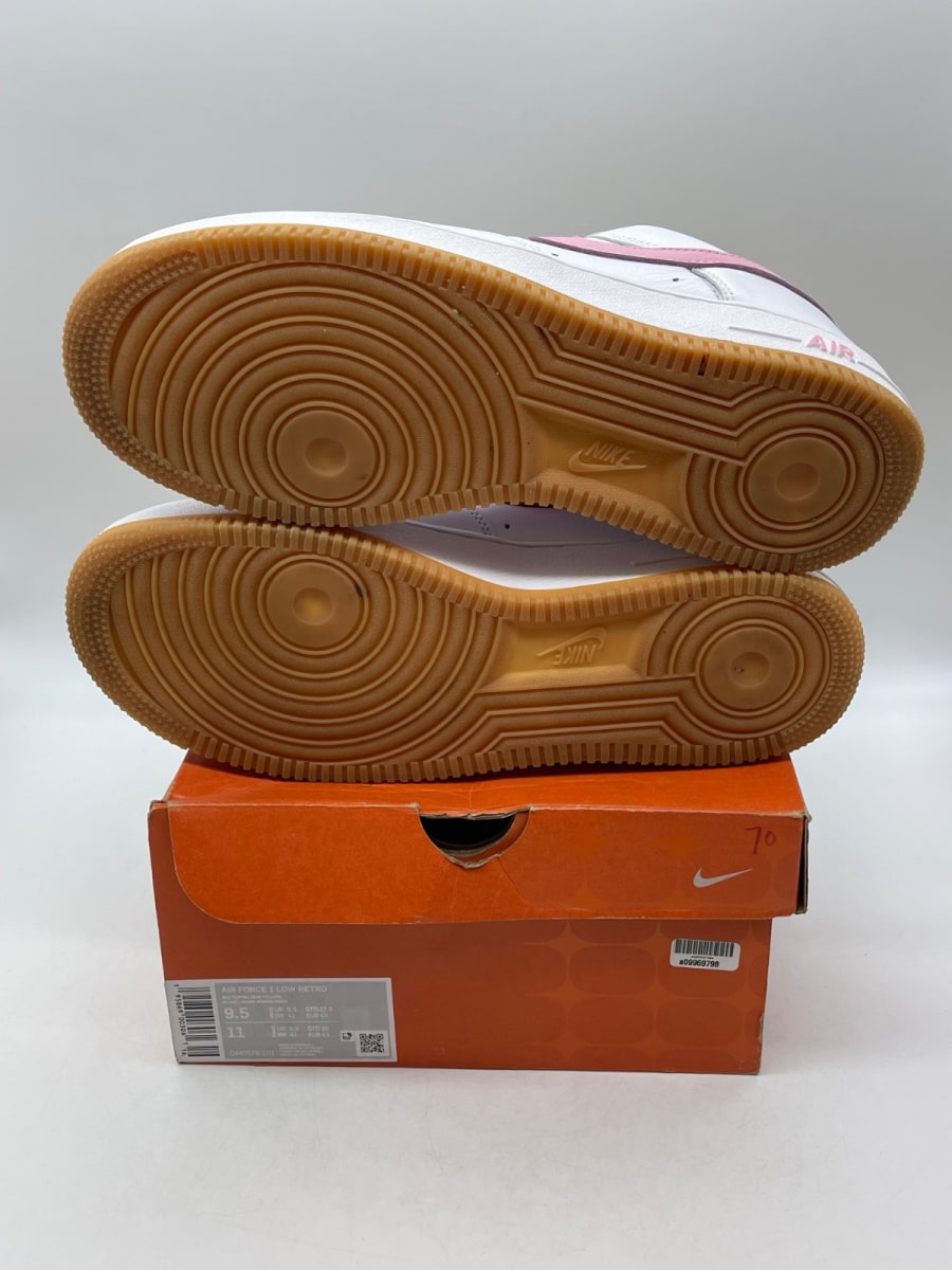 Nike Air Force 1 Low '07 Retro Color of the Month Pink Gum 9.5 (Moderately Worn Pre-Owned)NikeWhite/Pink-Gum Yellow-Metallic Gold - Image 7
